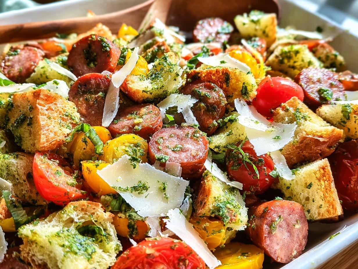 Basil Pesto Panzanella: 5 Sensational Twists - Basil Pesto Panzanella - additional detail