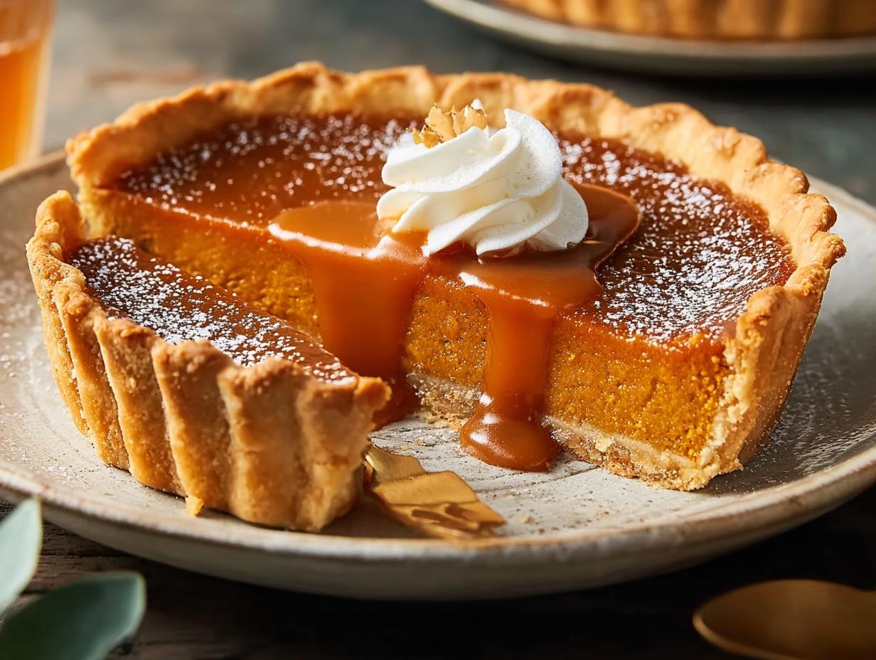 Caramel Pumpkin Pie: 1 Decadent Comfort - Caramel Pumpkin Pie - additional detail
