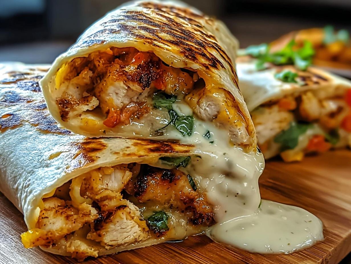 Glorious Cheesy Garlic Chicken Wraps: 30 Min Meal