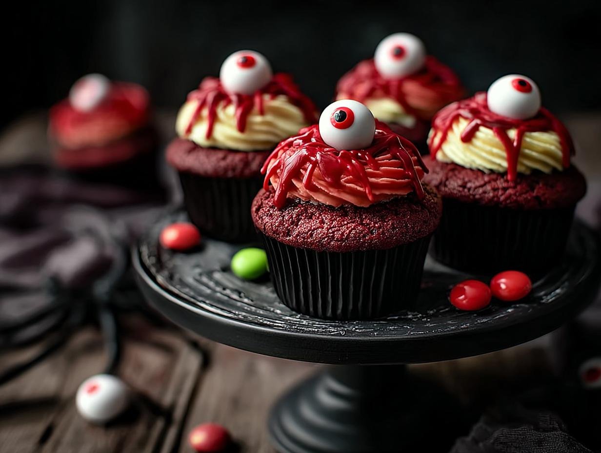 Halloween Red Velvet Cupcakes: 1 Spooky Treat - Halloween Red Velvet Cupcakes - additional detail