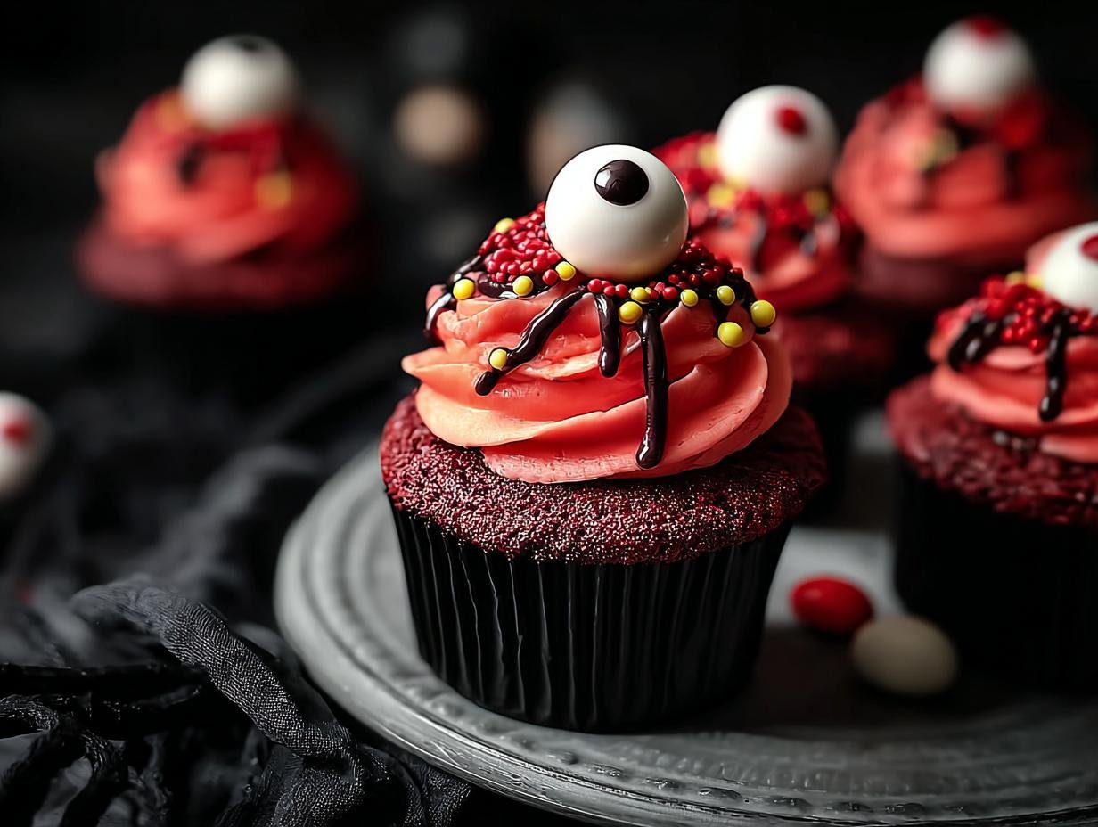 Halloween Red Velvet Cupcakes: 1 Spooky Treat - Halloween Red Velvet Cupcakes - additional detail