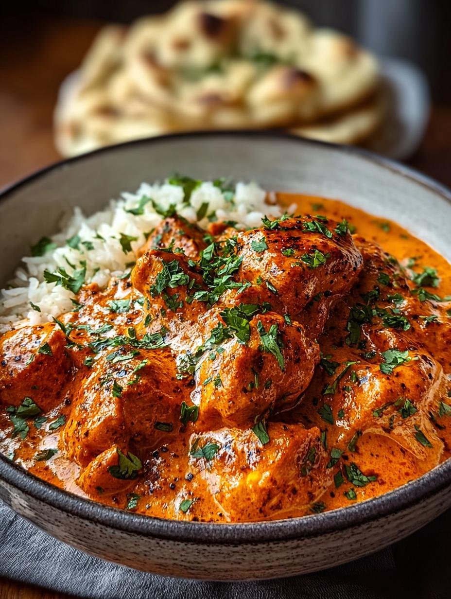 Irresistible Butter Chicken creamy delight served with naan
