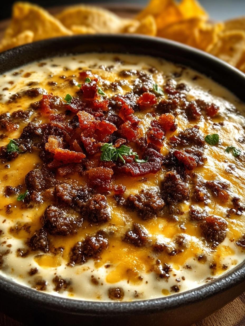 Creamy Cheeseburger Queso Dip for Game Night Bliss - Cheeseburger Queso Dip - main visual representation