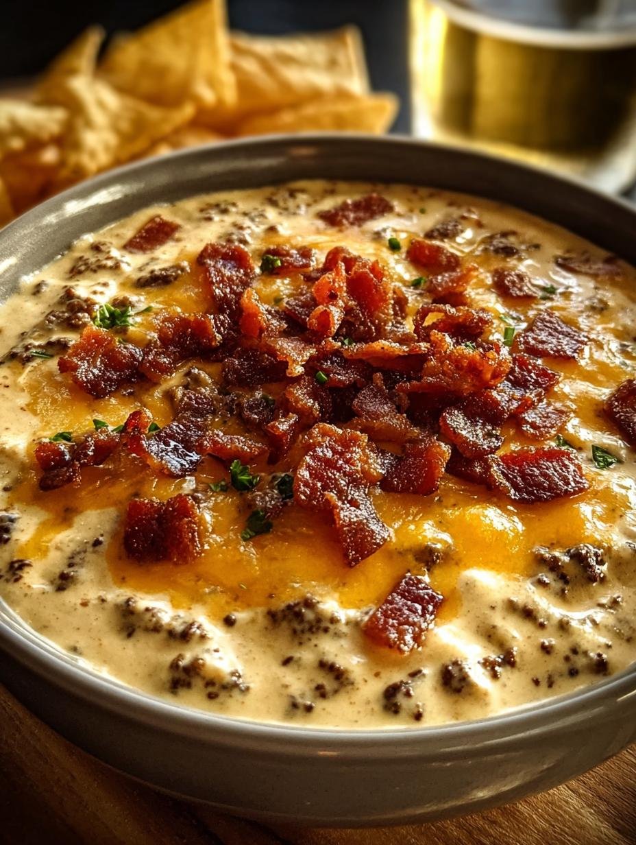 Creamy Cheeseburger Queso Dip for Game Night Bliss - Cheeseburger Queso Dip - additional detail