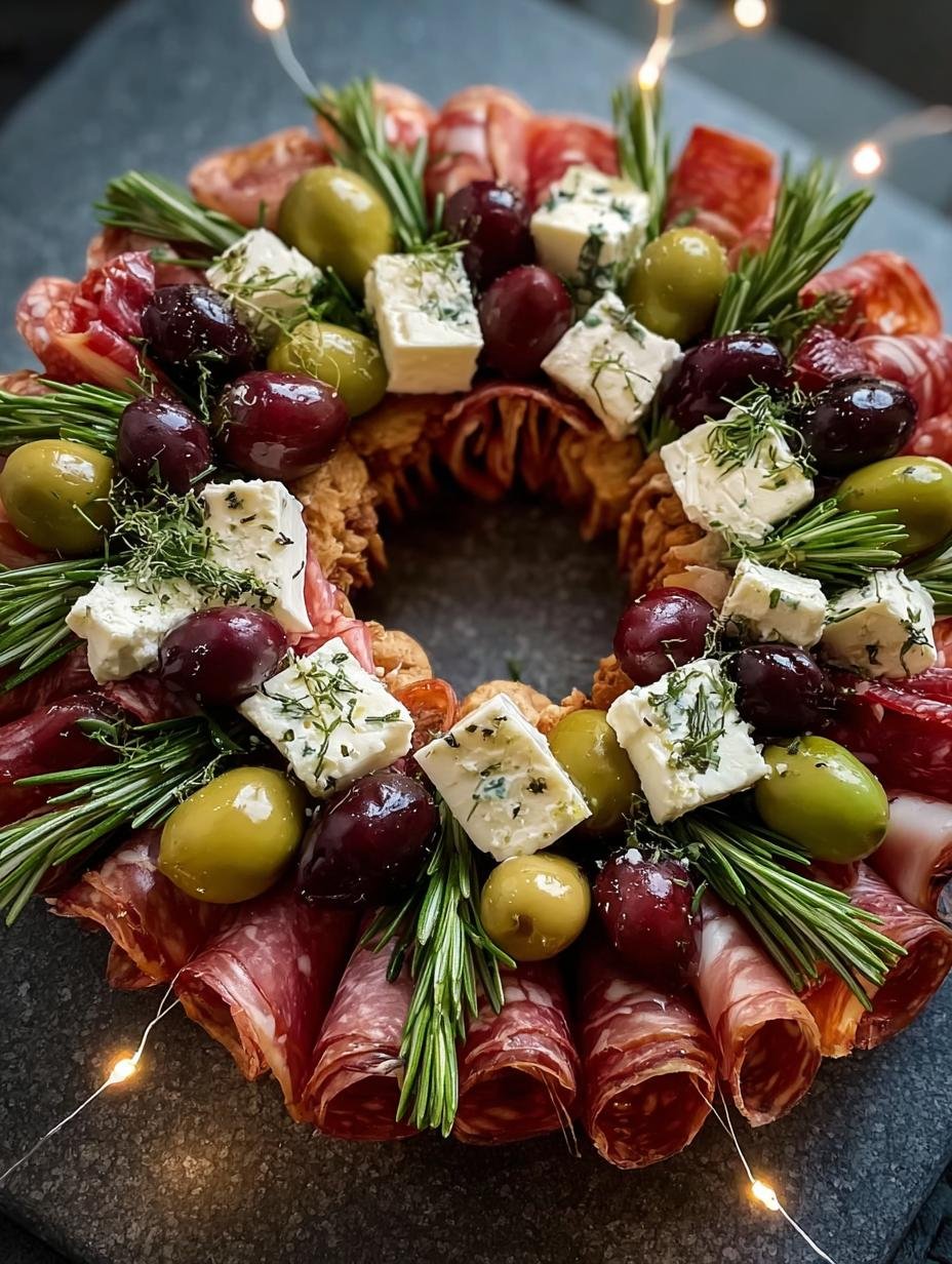Delightful Christmas Antipasto Wreath for Holiday Gatherings