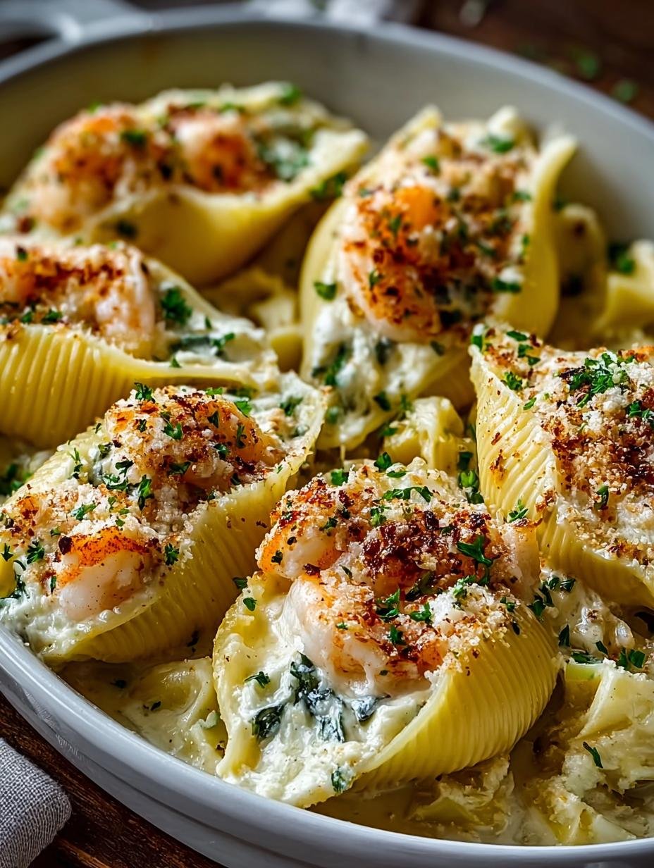 Indulge in 8 Luxurious Creamy Seafood Stuffed Shells - Creamy Seafood Stuffed Shells - main visual representation
