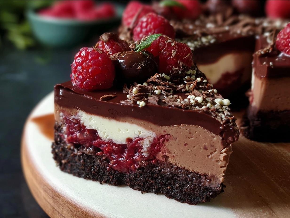 Decadent Dark Chocolate Raspberry Cheesecake: 1 Slice