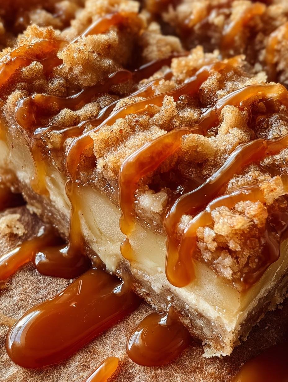 Irresistible Salted Caramel Apple: 1 Magical Bite - A close-up of a single Irresistible Salted Caramel Apple bar, showing the layers of crust, apple, and caramel, with a sprinkle of sea salt.