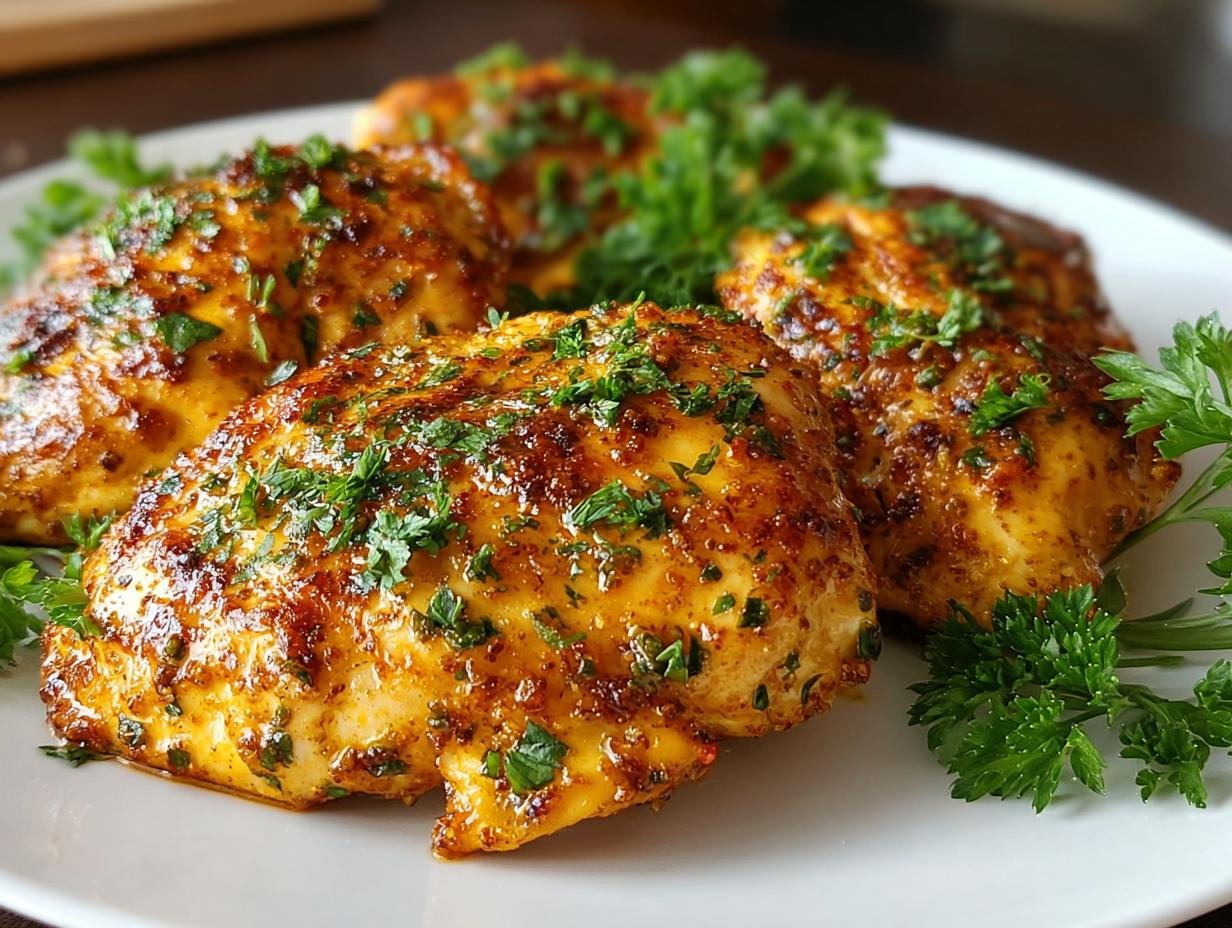 Juicy Honey Dijon Chicken with a glistening glaze