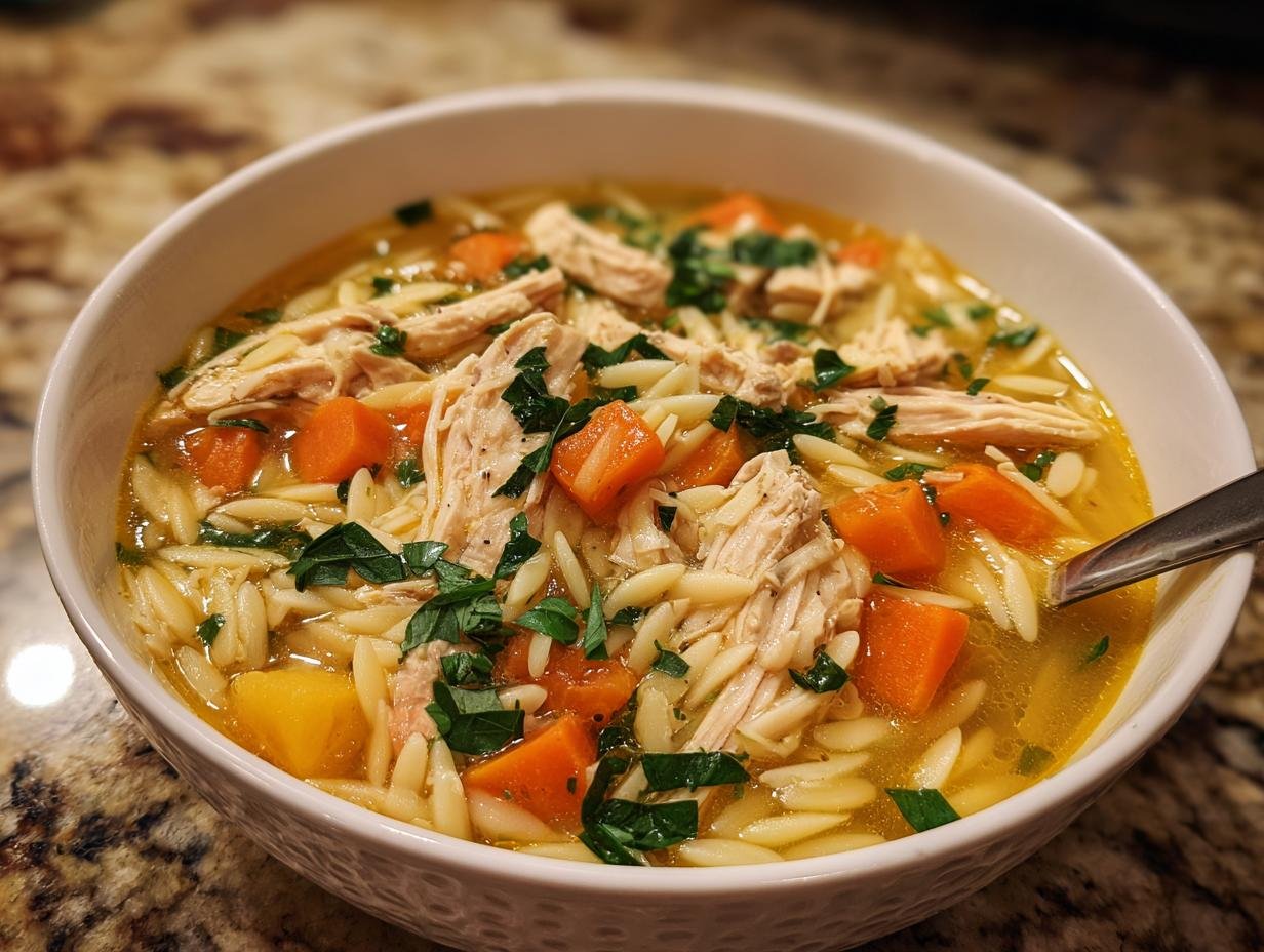 Amazing Lemon Chicken Orzo Soup in 30 Mins