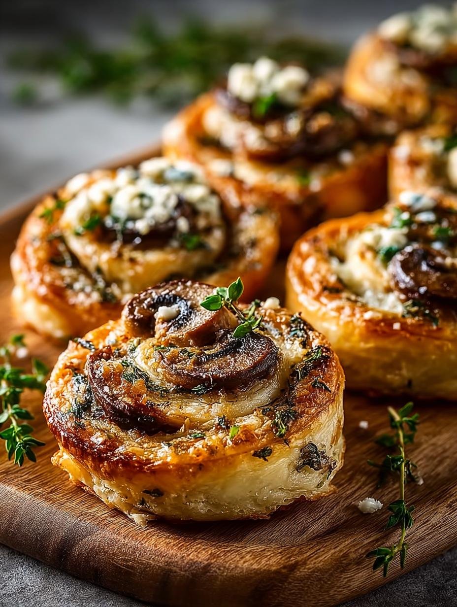 Mushroom Cheese Pinwheels: 12 Flaky Savory Delights - Mushroom Cheese Pinwheels - main visual representation
