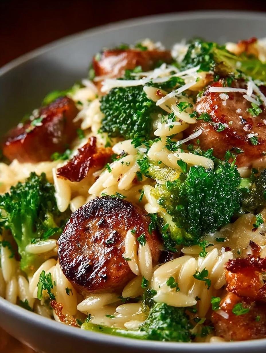 Delicious Chicken Sausage Broccoli Orzo Recipe for Dinner - Chicken Sausage Broccoli Orzo - main visual representation