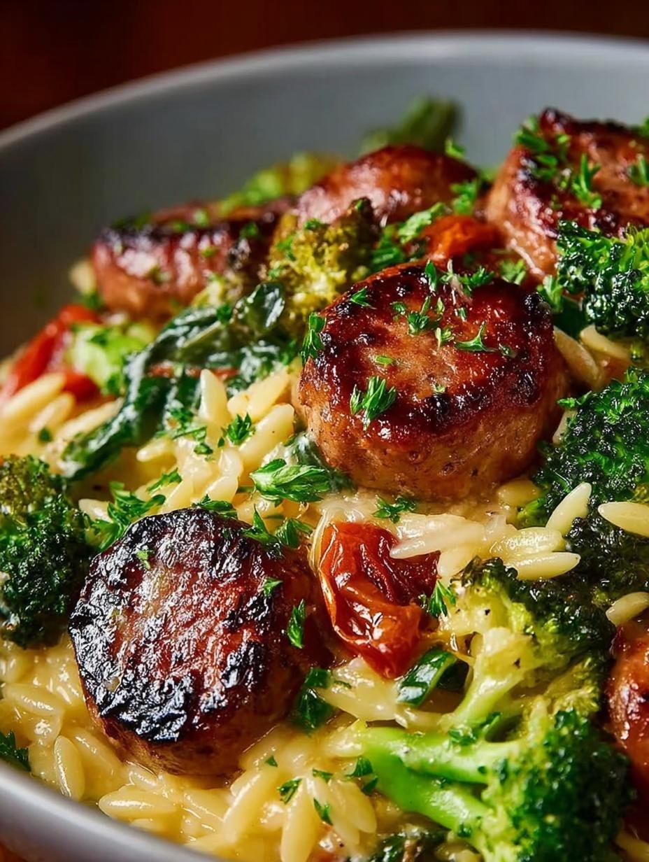 Delicious Chicken Sausage Broccoli Orzo Recipe for Dinner - Chicken Sausage Broccoli Orzo - additional detail