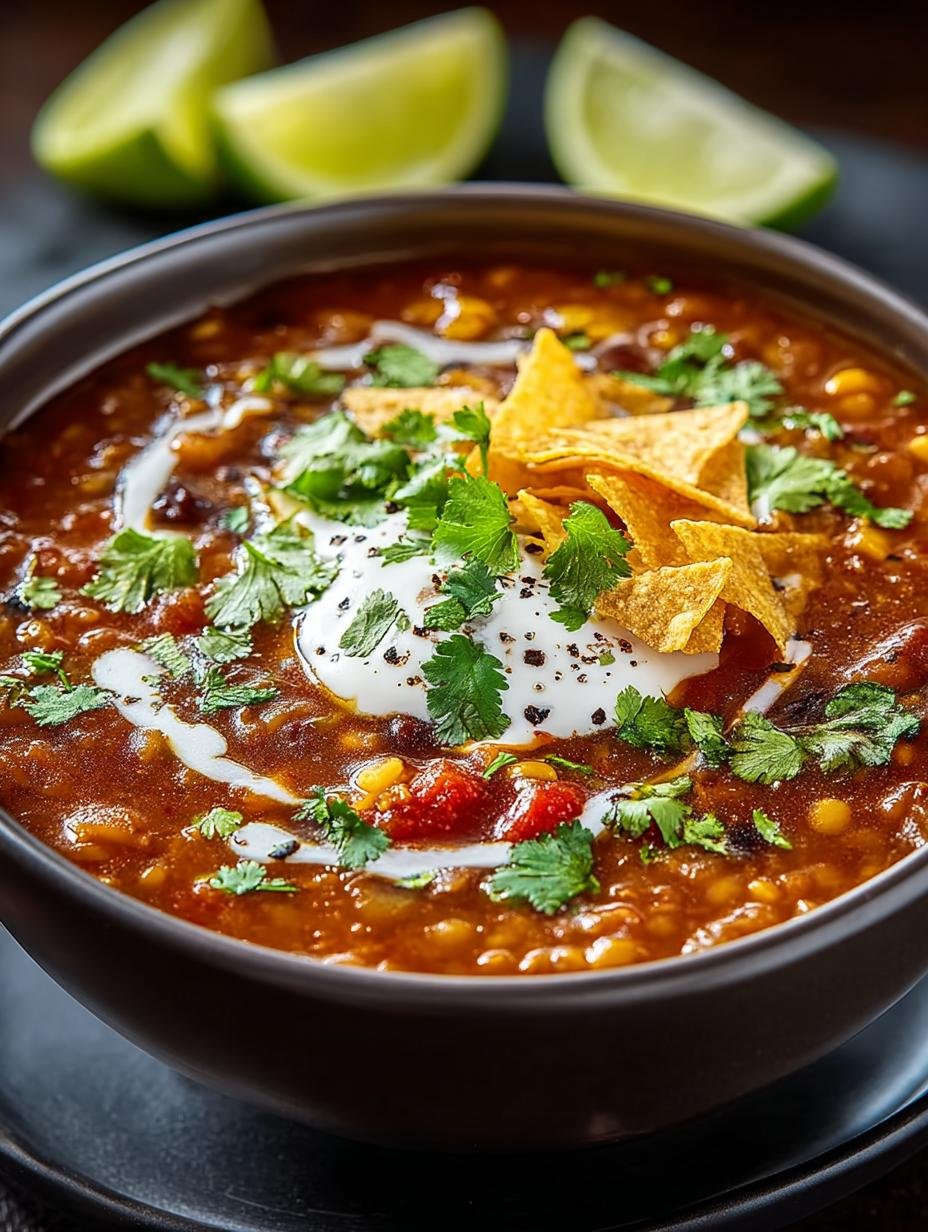 Decadent Lentil Tortilla Soup