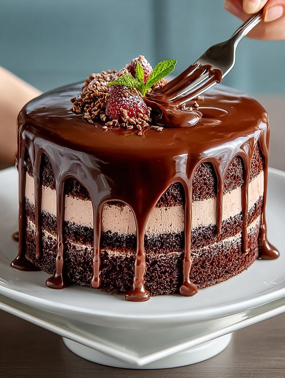 Indulge in 7 Layers of Drippy Chocolate Cake - Drippy Chocolate Cake - main visual representation
