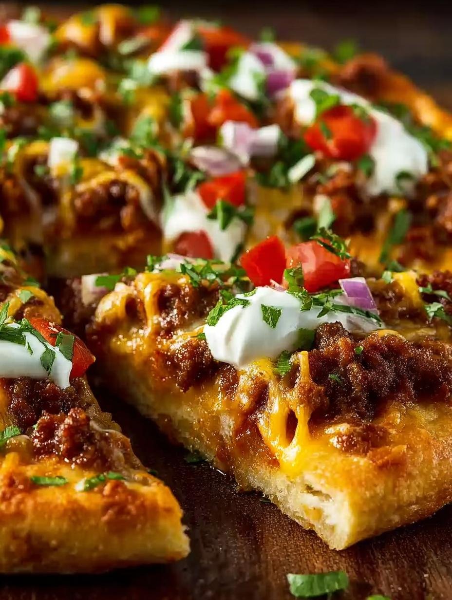 Delicious toppings on Pizza Hut Taco Pizza, showcasing fresh ingredients