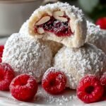 Raspberry Almond Snowball Cookies