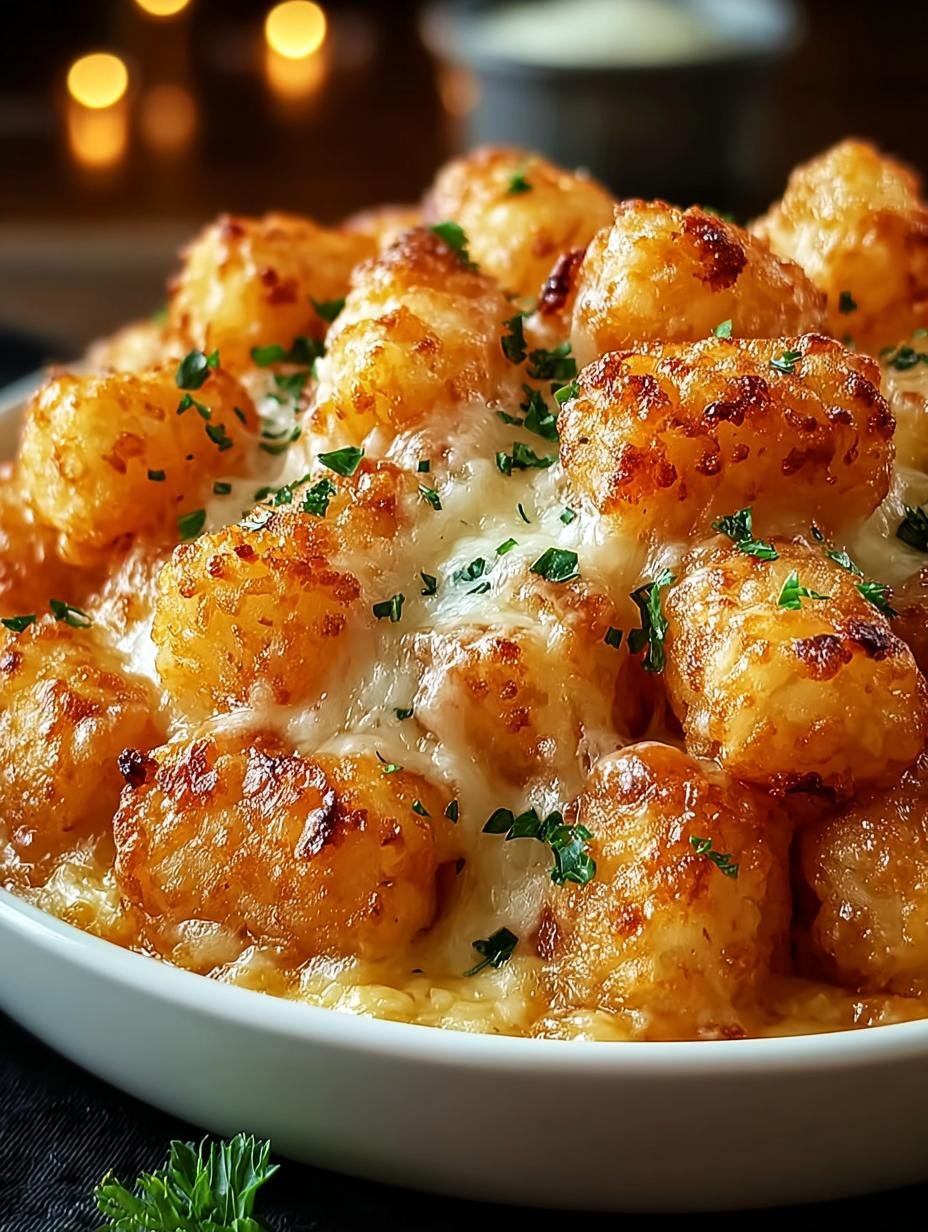 Comforting Chicken Alfredo Tater Tot Casserole You’ll Love - Chicken Alfredo Tater Tot - main visual representation