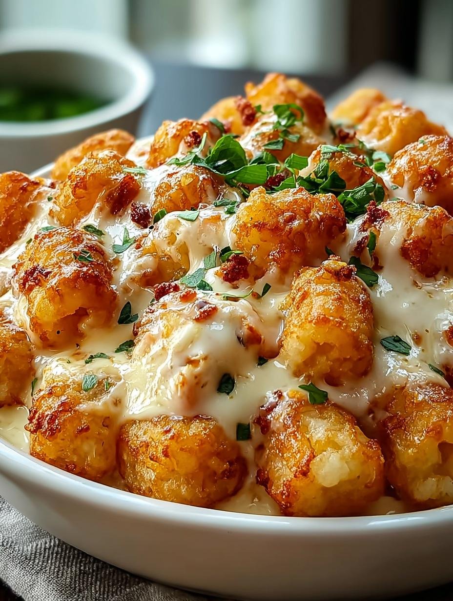 Comforting Chicken Alfredo Tater Tot Casserole You’ll Love - Chicken Alfredo Tater Tot - additional detail