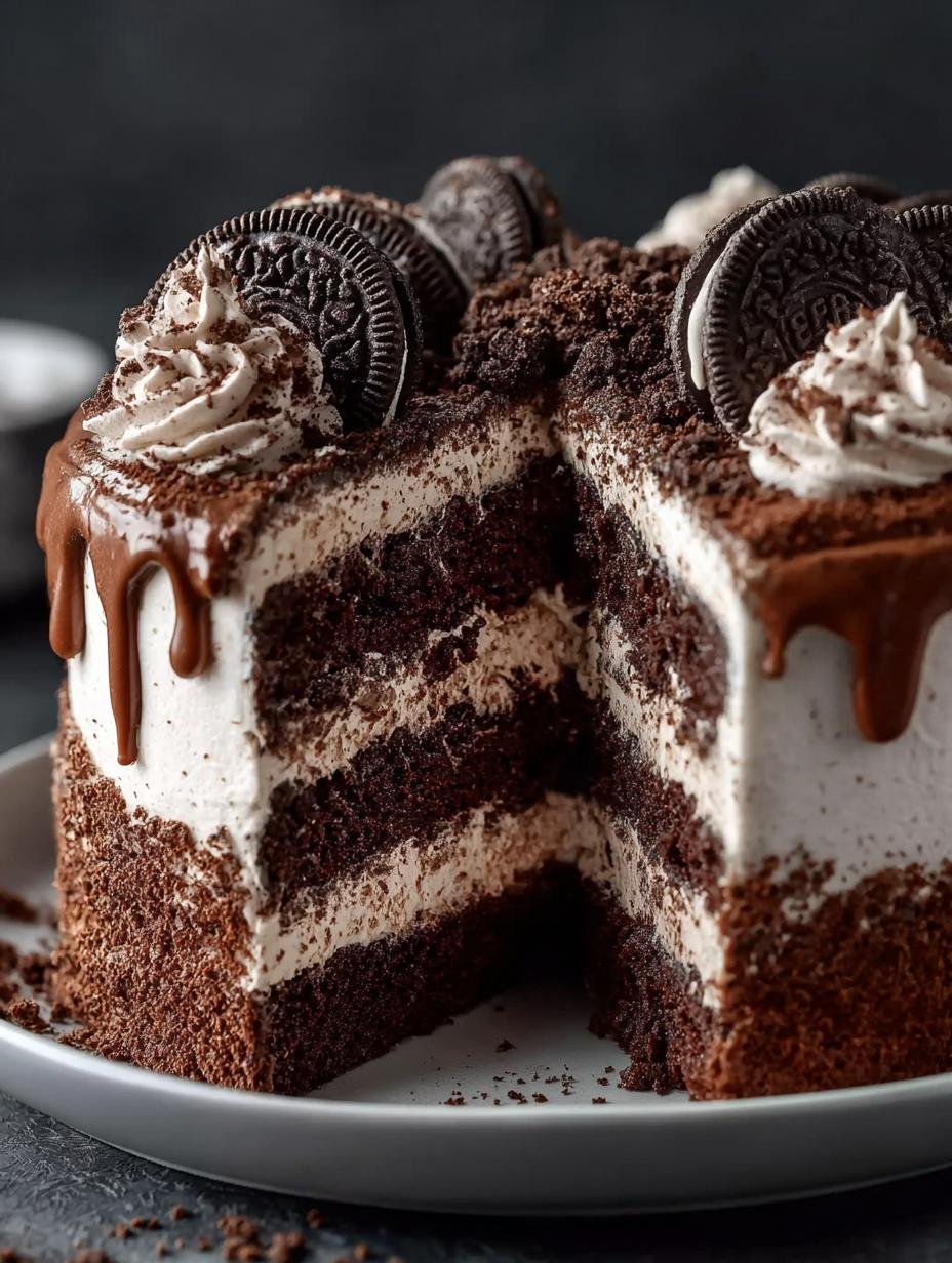 Indulge in Chocolate Oreo Cake with Creamy Frosting