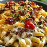 Loaded Cheeseburger Alfredo Pasta