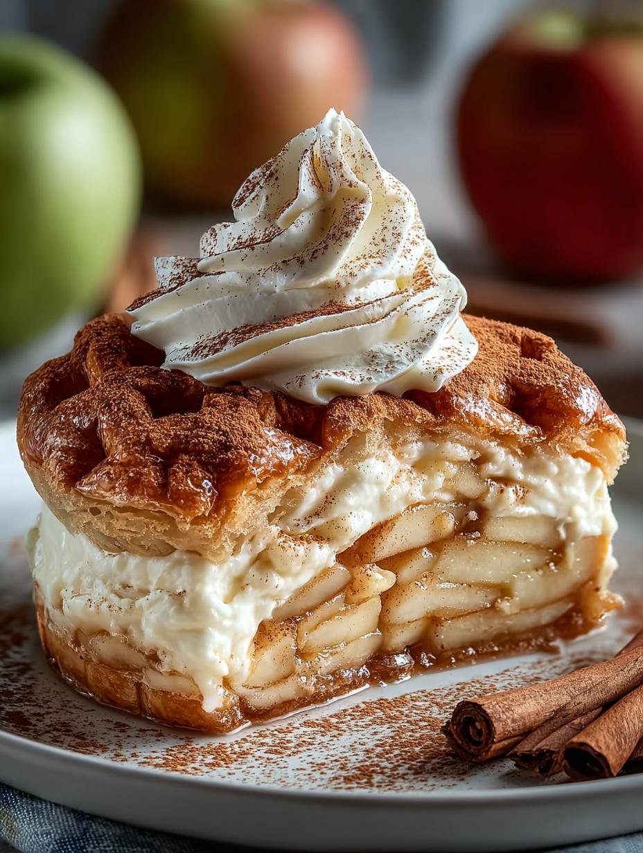 Irresistible Snickerdoodle Cream Cheese Apple pie fresh from oven on cooling rack