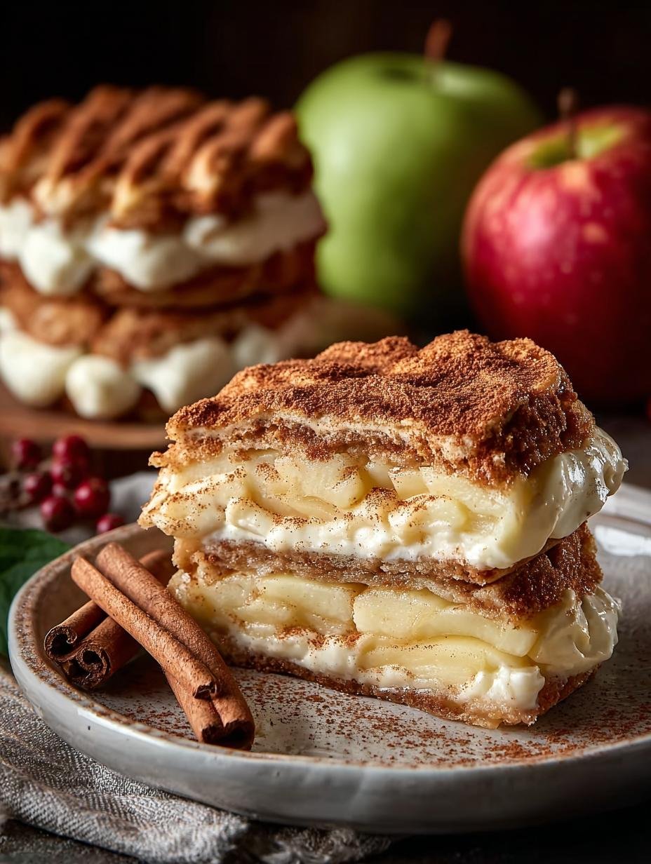Delicious Snickerdoodle Cream Cheese Apple pie slice on a plate