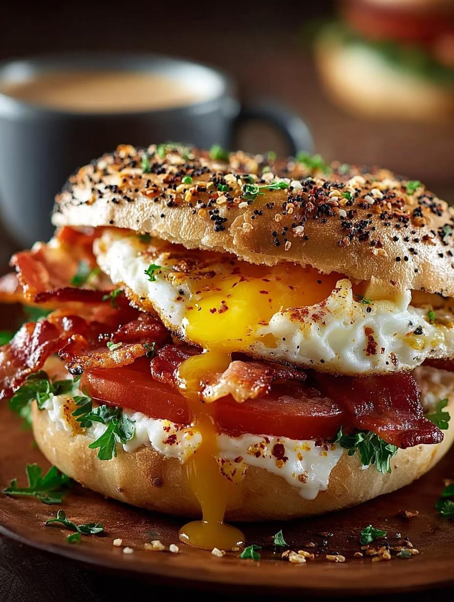 Delicious Cowboy Breakfast Bagel with 5 Tasty Toppings