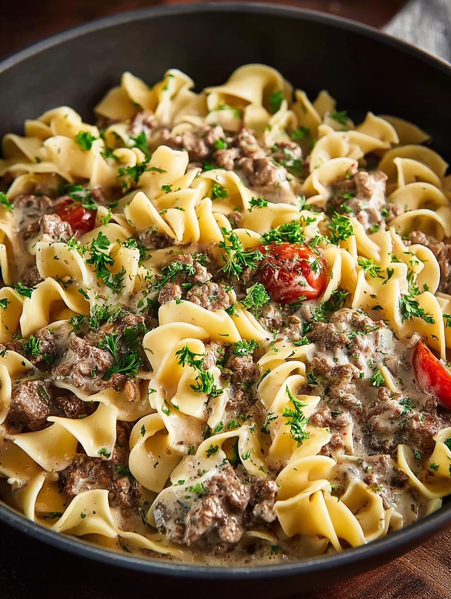 Creamy Ground Beef Stroganoff in 30 Minutes - Ground Beef Stroganoff - additional detail
