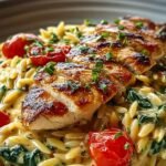 Mediteranean Creamy Chicken Orzo