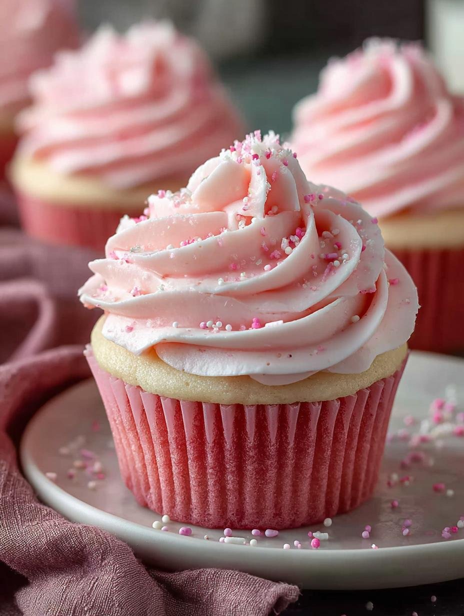 Pink Velvet Cupcakes with