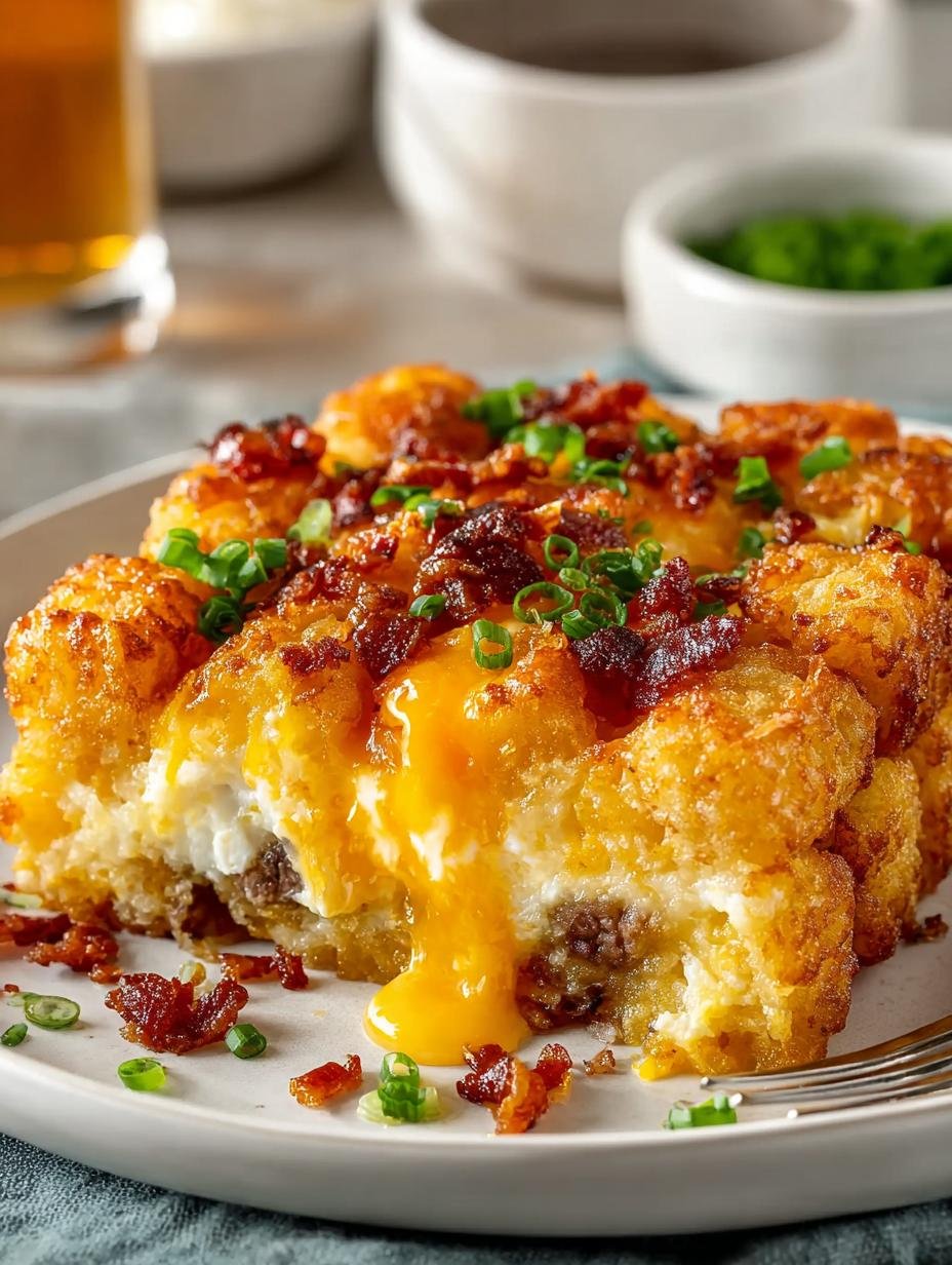 Tater Tot Breakfast Casserole: 5-Star Comfort Food - Tater Tot Breakfast Casserole - additional detail