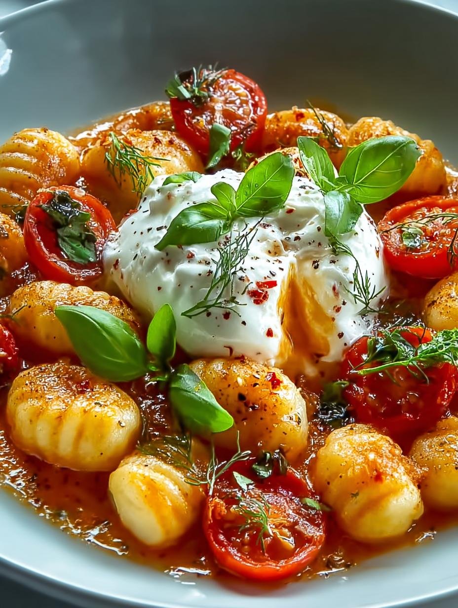 Creamy Tomato Gnocchi with Burrata in 30 Minutes - Creamy Tomato Gnocchi with - main visual representation